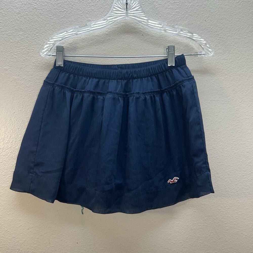 HOLLISTER Blue Flowy Lined‎ Sheer Chiffon Micro Mini Skirt Fairy Y2K SZ 3 / XS